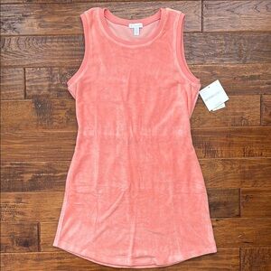 NWT Beyond Yoga Out Of Town Dress Pink Sleeveless Terry Dress, small